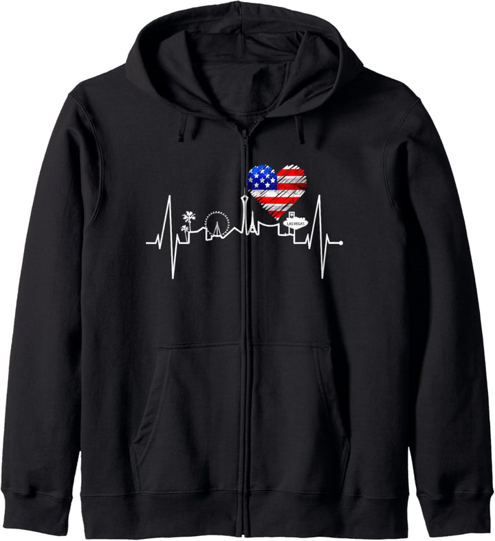 Las Vegas Skyline Herzschlag Nevada USA Poker Herz Las Vegas Kapuzenjacke