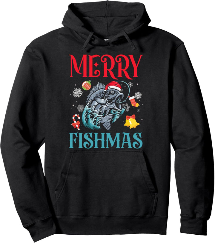 Frohe Fishmas Fischer Xmas Angeln Weihnachten Männer Pullover Hoodie
