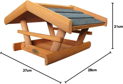 HABAU Vogelhaus Zwergdrossel mit Ständer - Futterhaus aus Holz für Aussen