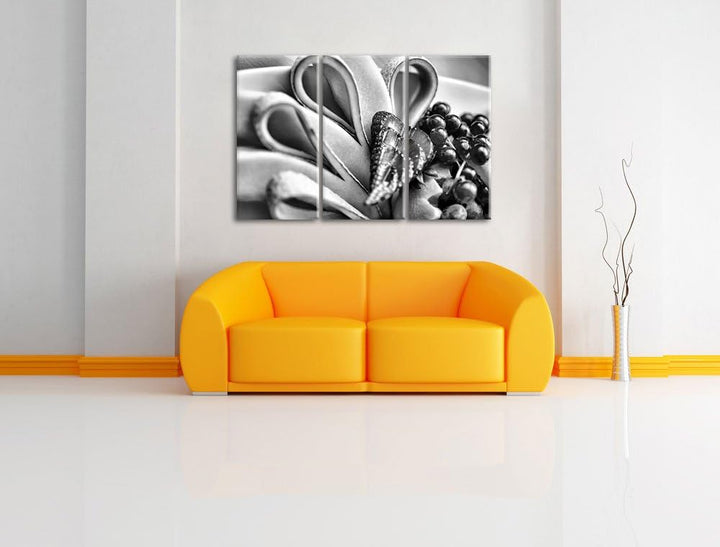 Pixxprint Monocrome, Bunte Obstschale 3-Teiler Leinwandbild 120x80 Bild auf Leinwand