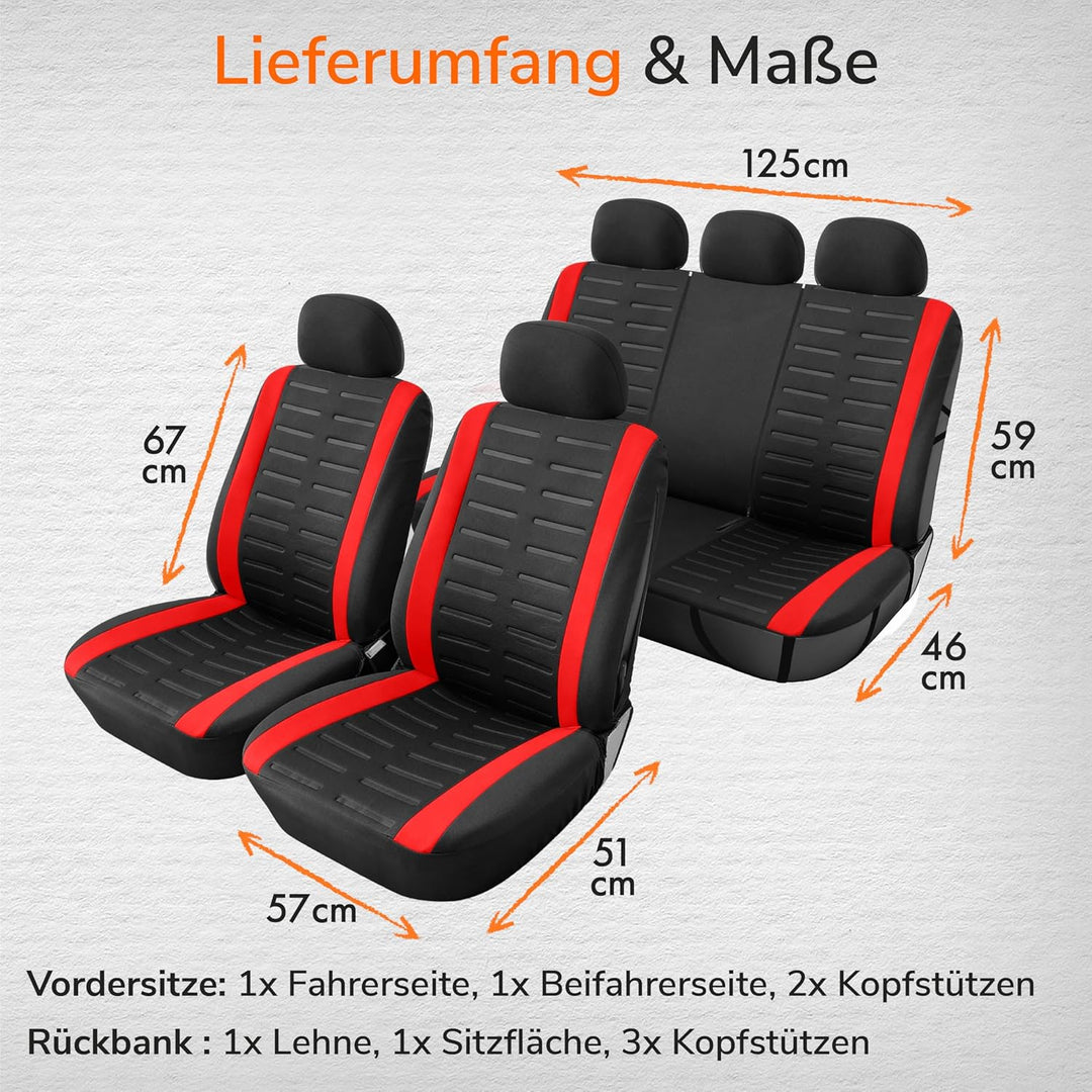 Upgrade4cars Autositzbezüge Set Universal Version 2026 | Auto-Schonbezüge für die Vordersitze & Rück