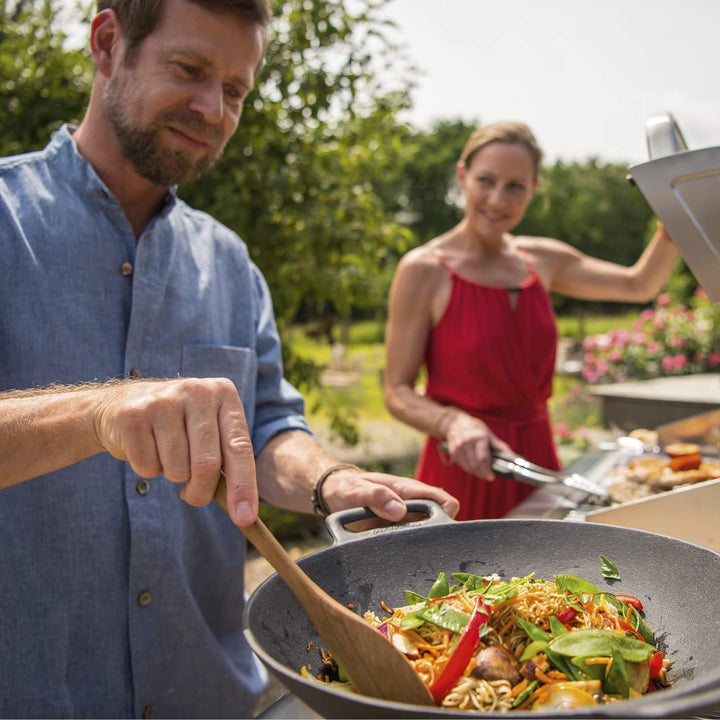 LANDMANN Grillwok | Hochwertiger Wok aus emailliertem Gusseisen (Ø 36 cm) | Optimale Hitzeverteilung