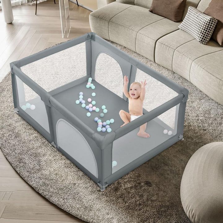OHMG Laufgitter für Baby,Laufgitter Indoor&amp;Outdoor,Kippsicheres Kinder-Baby-Gitter,Kinderzaun mit An