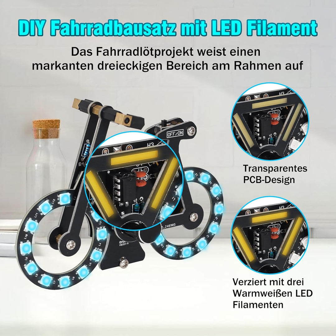 DONGKER Löt Bausatz, Fahrrad Styling RGB LED Licht Löten Übungssatz, DIY Lötprojekt Lampen Bausatz m