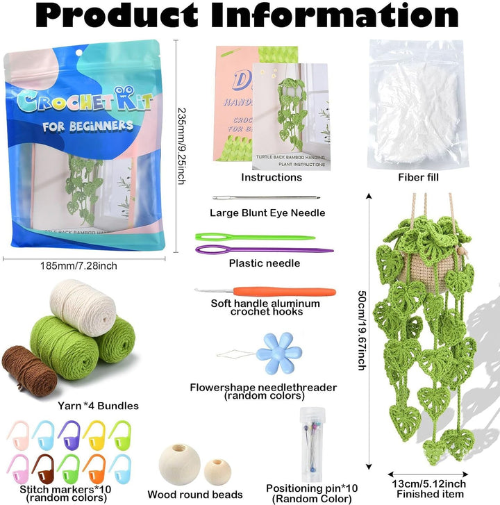 Airssory Grünes Monstera-Blatt-Häkelset, DIY-Wollgarn, gewebt, kreativ, Hängekorb, Pflanzen, Stricks