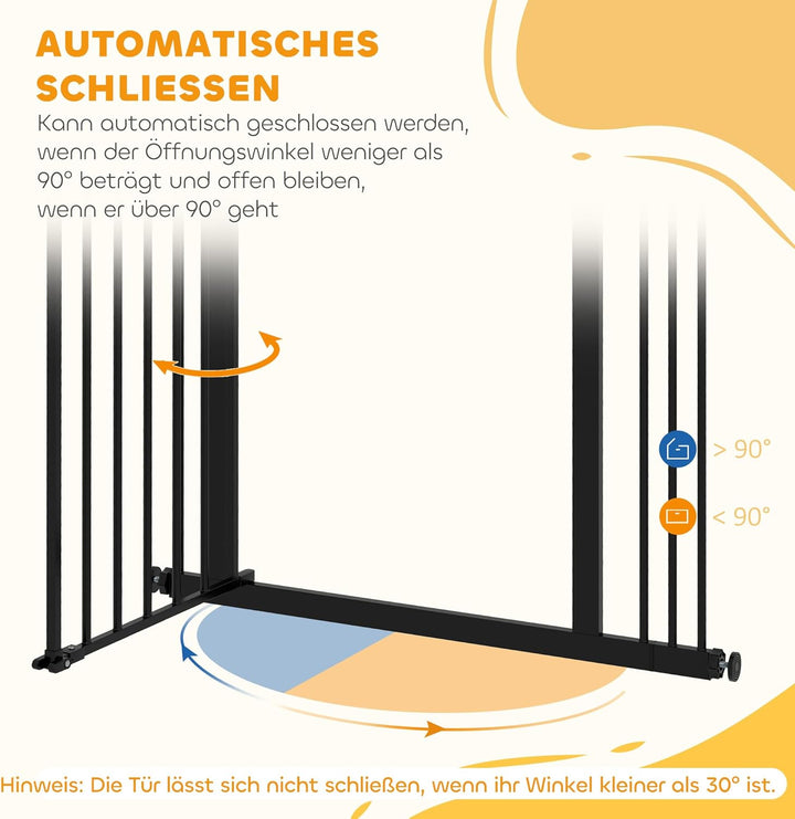 PawHut Türschutzgitter Treppenschutzgitter mit 7 cm Verlängerung Türgitter ohne Bohren mit Auto-Clos