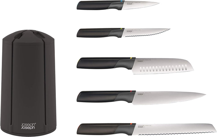 Joseph Joseph Elevate Messerblock, 5-teilig, drehbar, japanischer Edelstahl, Schwarz Mehrfarbig