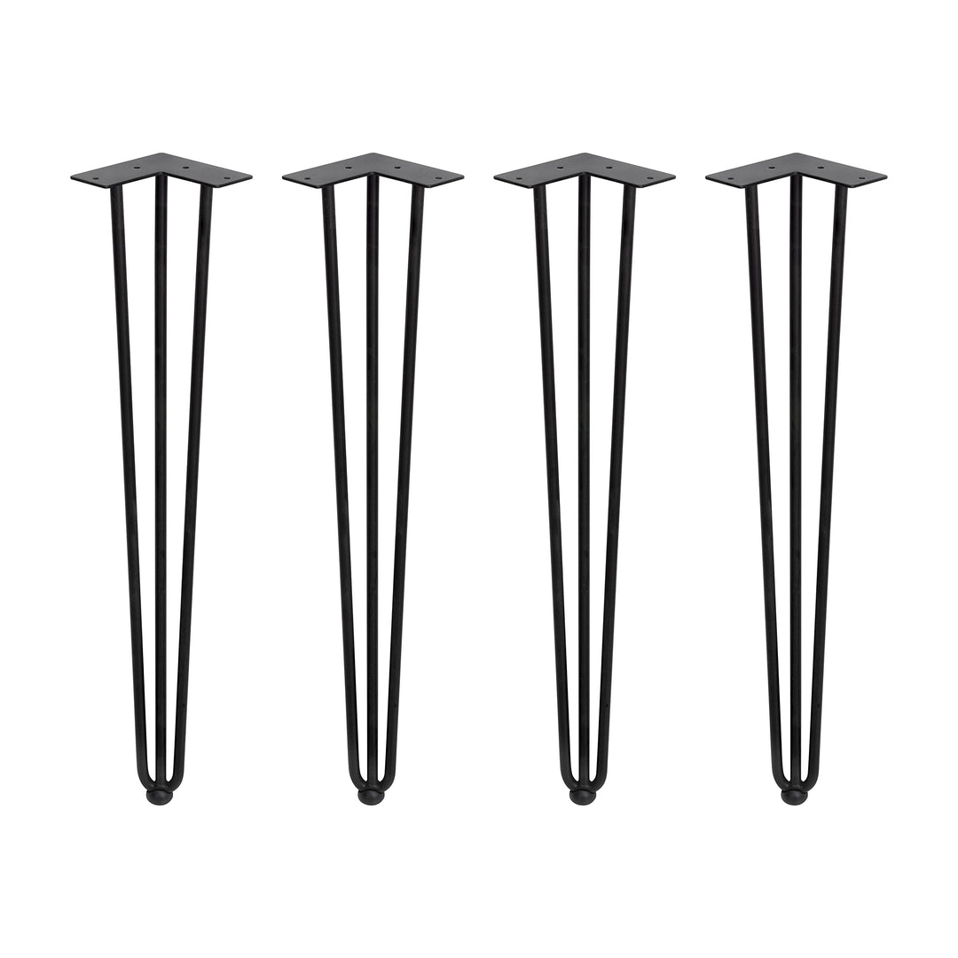 Emuca - Set aus 4 Set aus Vier Hairpin 3-Stangentischbeinen, Höhe 710 mm, schwarz lackiert, Stahl 12