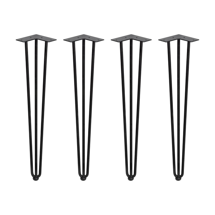 Emuca - Set aus 4 Set aus Vier Hairpin 3-Stangentischbeinen, Höhe 710 mm, schwarz lackiert, Stahl 12