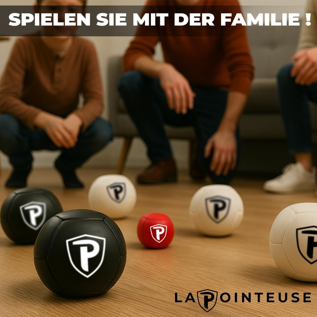 LA POINTEUSE – Indoor-Boule-Spiel – 6 Kugeln, 1 Zielkugel, 1 Tragetasche verstärkten Nähten – Für Ki