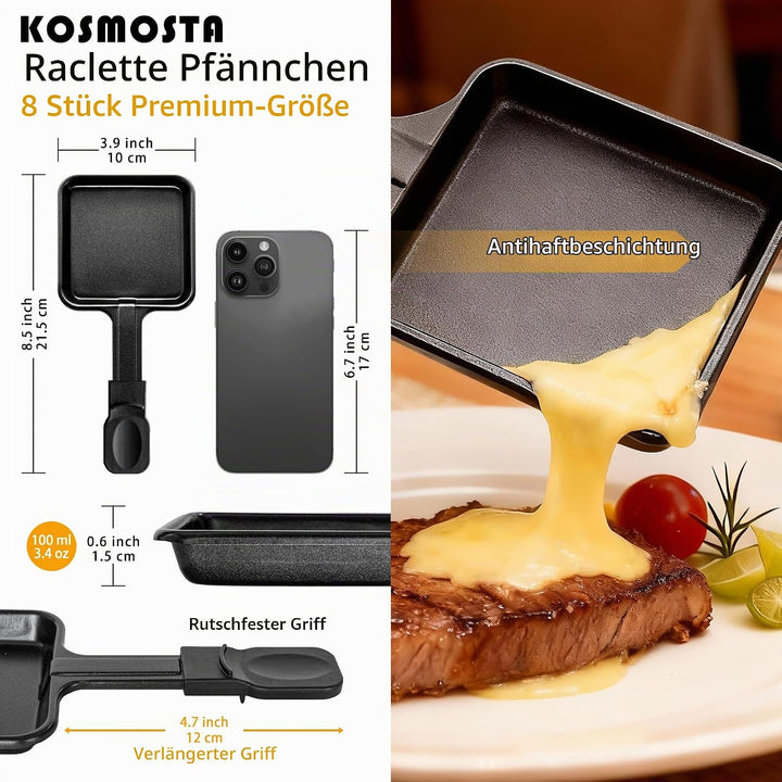 Kosmosta Antihaftbeschichtete Extra Lang Mini-Grill-Käsepfanne Schmelzzubehör für Raclettes Ersatzbl