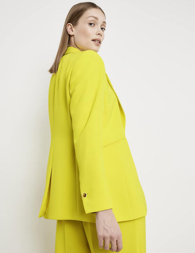 Taifun Damen Eleganter Blazer Langarm, geknöpfte Armschlitze unifarben 34 Vibrant Lime, 34 Vibrant L