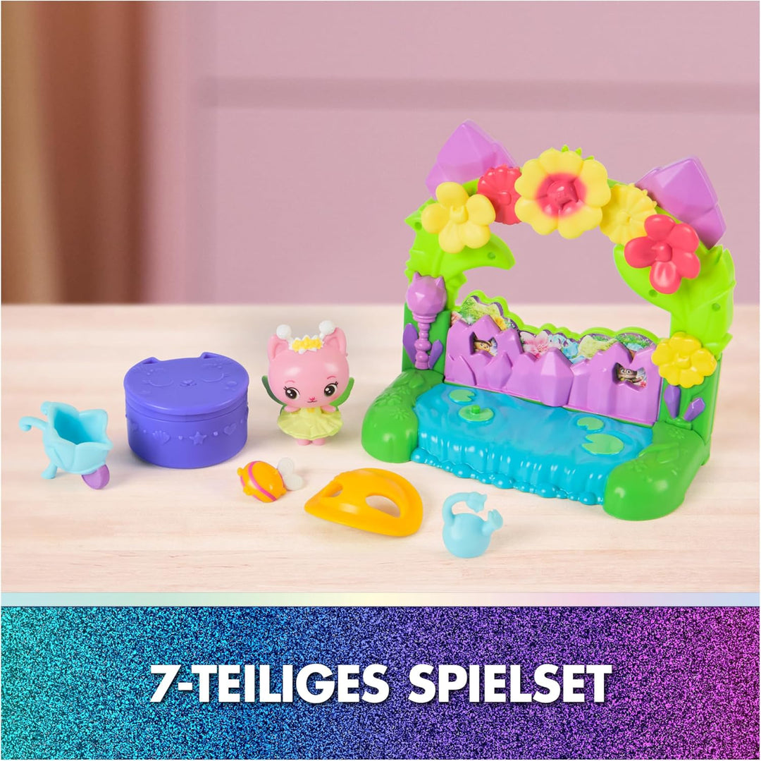 DREAMWORKS GABBY'S DOLLHOUSE: DER FILM - Queen Kitty Fees Kristall Garten Balkon, mit Spielfigur & Z