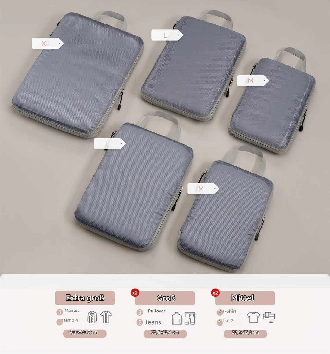 Meowoo Packing Cubes Kompression Koffer Organizer Packwürfel Packtaschen Kleidertaschen Verpackungsw