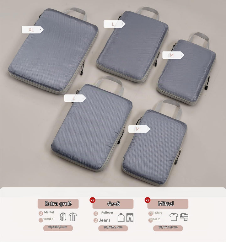 Meowoo Packing Cubes Kompression Koffer Organizer Packwürfel Packtaschen Kleidertaschen Verpackungsw