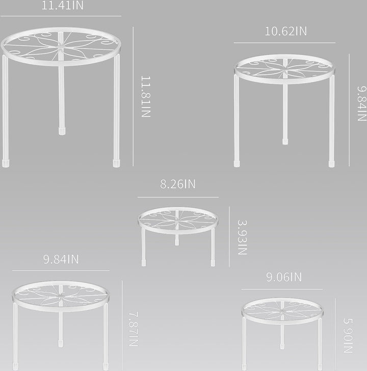 Ziwijity 5er-Set Blumenständer aus Metall, Pflanzenständer für Innen Aussen Garten Pflanzen,Blumento