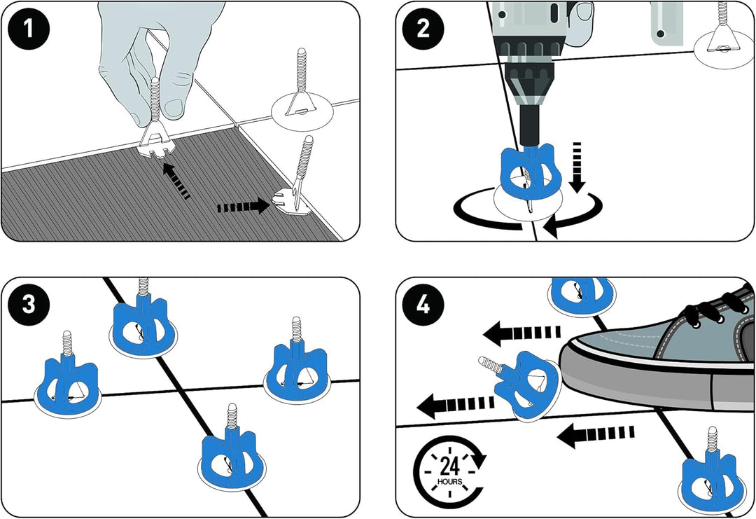 Lantelmne® Gewindelaschen Fliesen Nivelliersystem 1mm, 1,5mm, 2mm, 3mm Fugenbreite für Fliesen von 3