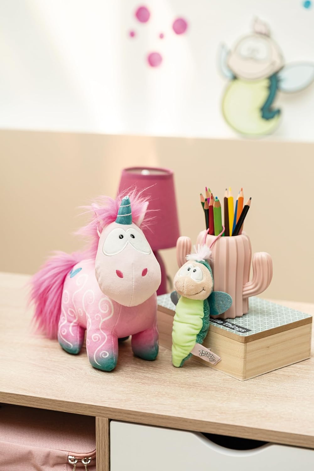 NICI Kuscheltier Einhorn Midnight Floral 22 cm – Stofftier aus weichem Plüsch zum Kuscheln und Spiel