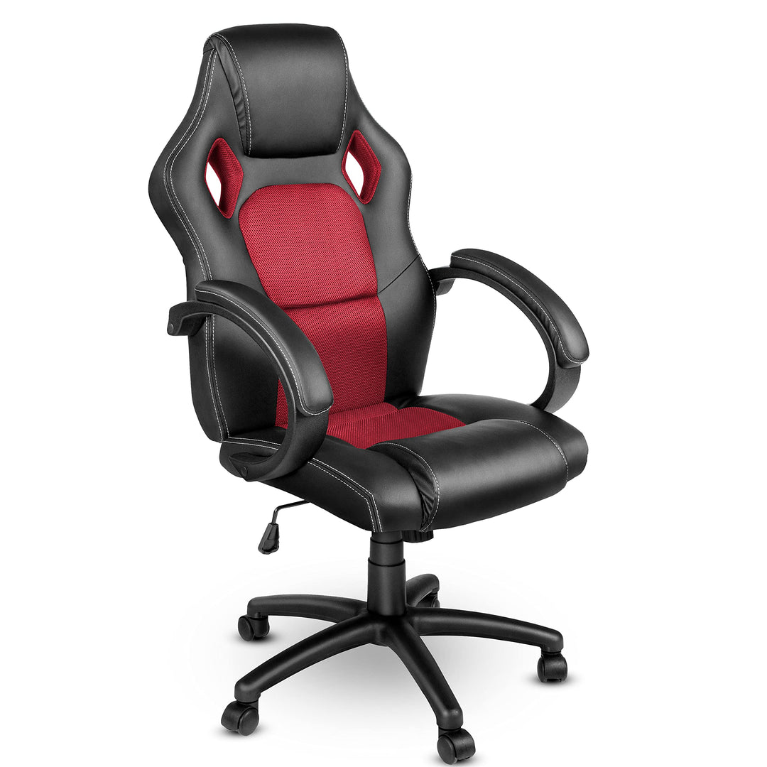 TRESKO Racing Chefsessel Bürostuhl Drehstuhl 14 Farbvarianten, gepolsterte Armlehnen, Wippmechanik,