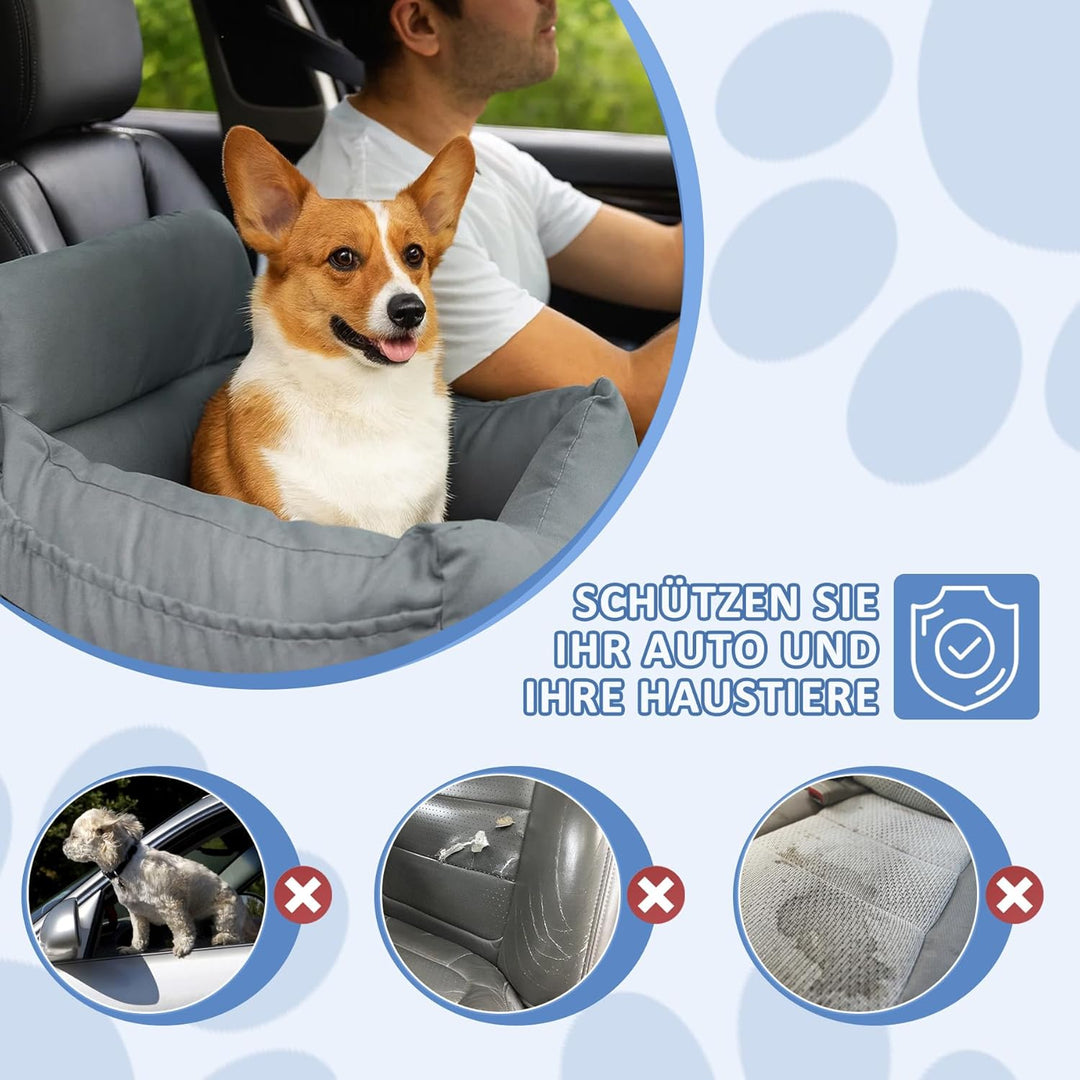 CALIYO Hundeautositz mit Stabiler Basis & Sicherheitsgurt | Hundesitz Auto für Kleine bis 10 kg | Me