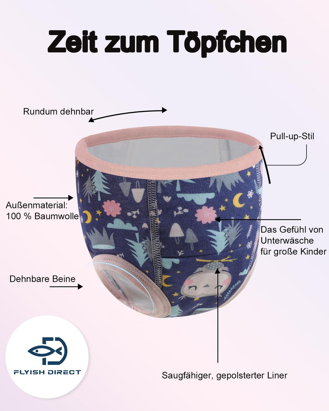 Töpfchen Trainingshose, Kinder Töpfchentraining Unterwäsche für Jungen und Mädchen, Bequem und Atmun