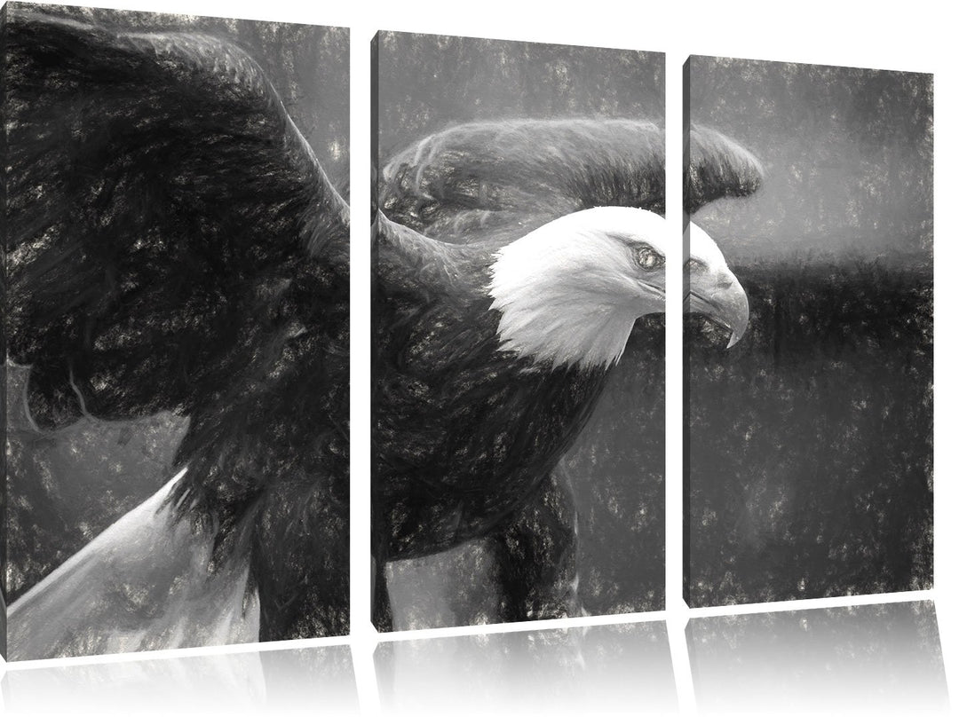 Pixxprint Adler als Leinwandbild/Grösse: 3 Teilig (120x80) cm/Wandbild/Kunstdruck/fertig bespannt