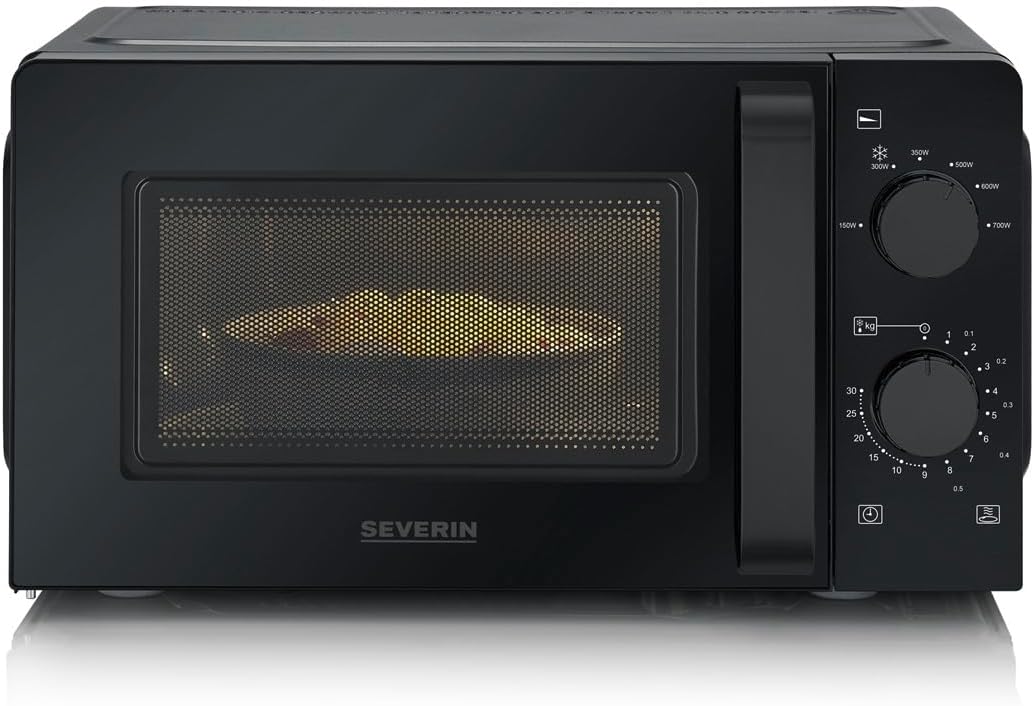 SEVERIN MW 9587 Mikrowelle Schwarz (matt), Edelstahl 800W Timerfunktion