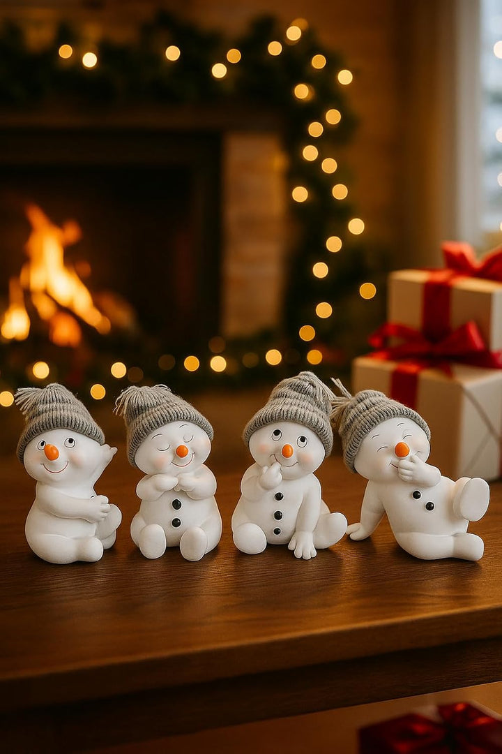khevga Weihnachtsdeko Deko-Figuren Schneemann grau im 4er Masse sitzend