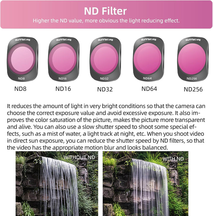 Filter-Set für DJI OSMO Pocket 3 Neutraldichtefilter ND8 + ND16 + ND32 + ND64, ND8 + ND16 + ND32 + N