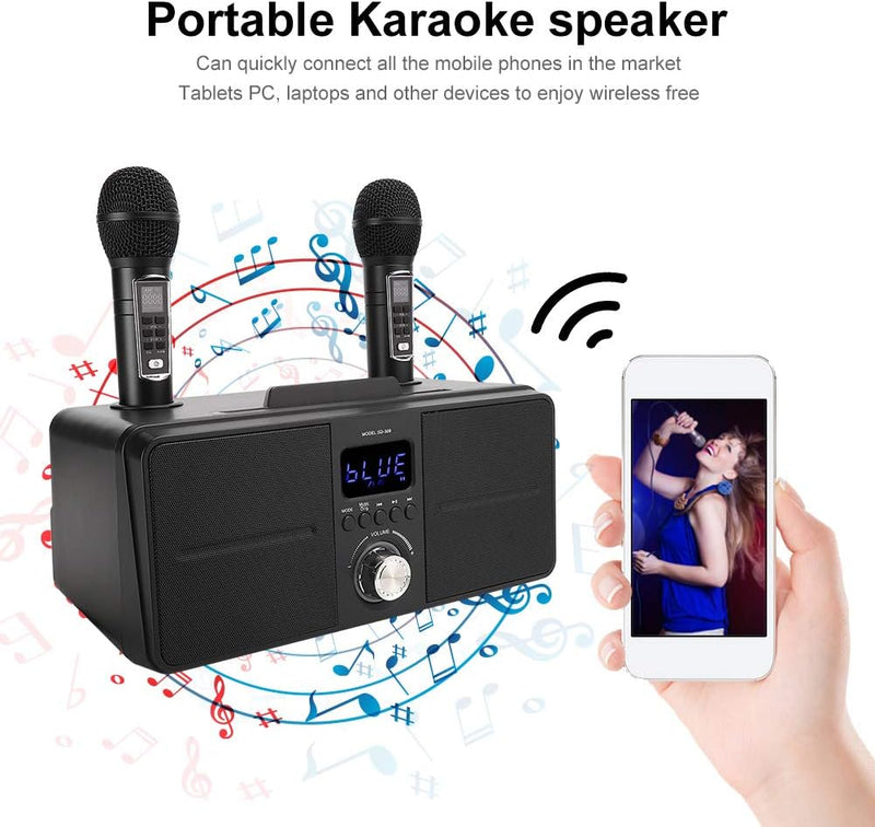 Bluetooth Karaoke Lautsprecher KTV Kit, Karaoke Ausrüstung mit Doppelmikrofon für zu Hause, AUX USB