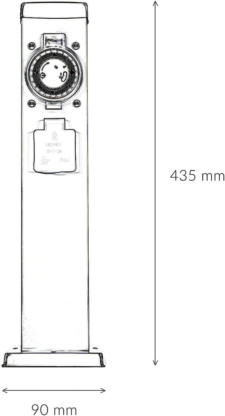 Licht-Erlebnisse Energiesäule Edelstahl in Silber IP44 Garten 43,5 cm hoch mit Zeitschaltuhr Steckdo