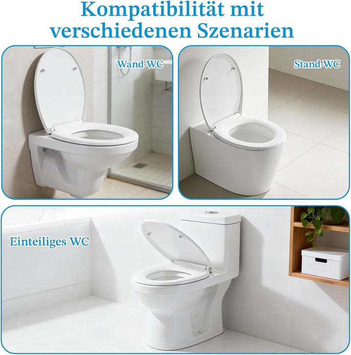 Toilettendeckel mit Absenkautomatik, WC Sitz mit Absenkautomatik Antibakteriell & UV-beständig O For