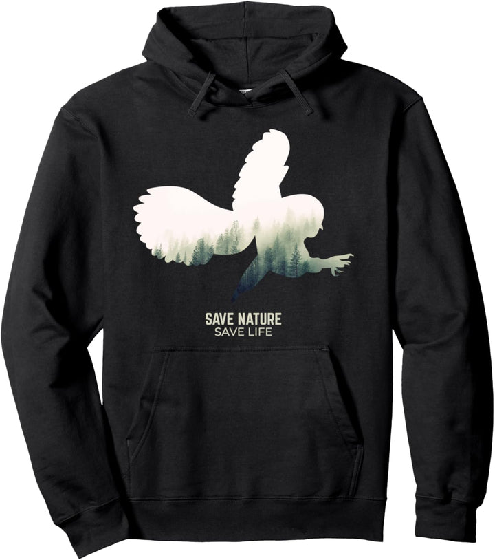 Eule Tiere im Wald Umwelt Klimaschutz Earth Day Waldtiere Pullover Hoodie