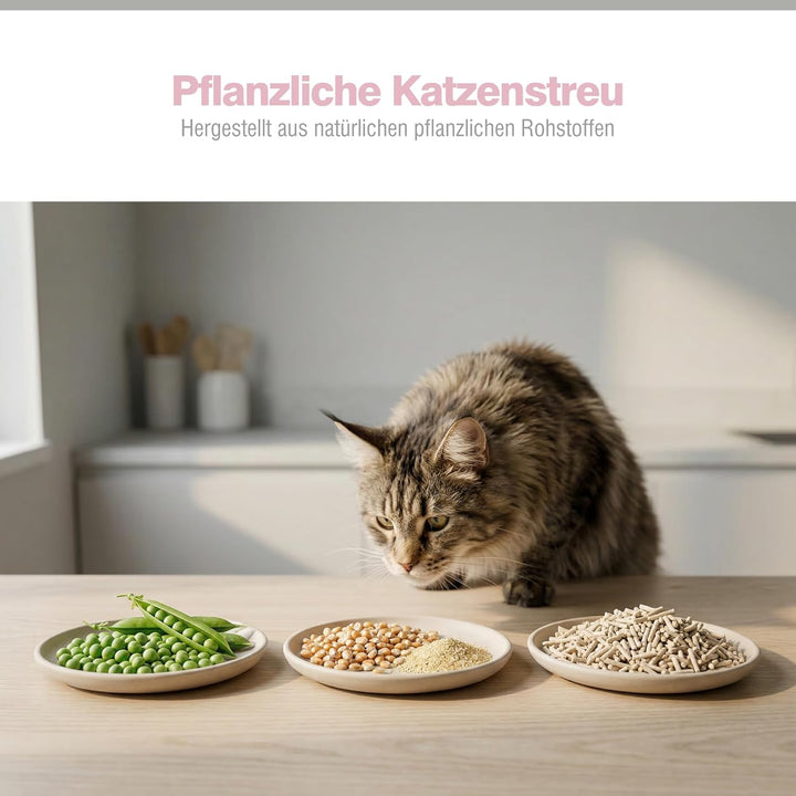 PORTENTUM Tofu Katzenstreu Klumpstreu 12 L staubfrei – cat Litter mit Geruchskontrolle und einfacher
