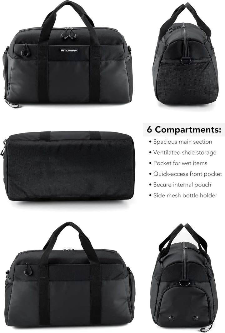 Fitgriff® Sporttasche & Reisetasche V2 für Damen und Herren - mit Schuhfach & Nassfach - Tasche für