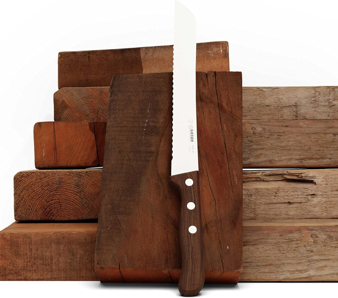 GIESSER seit 1776 - Made in Germany - Brotmesser mit Holzgriff rutschfest Kotibe, 21 cm, Wellenschli