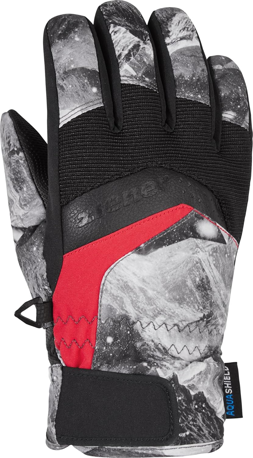 Ziener Unisex Kinder Labino Skihandschuhe 7 Grey Mountain Print, 7 Grey Mountain Print