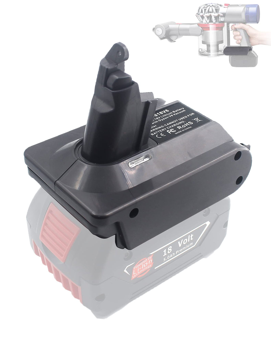BTRUI für Dyson V6 Akku Adapter für Bosch 18V Lithium Akku, für Dyson V6 AbsoluteMotohead DC58 DC59