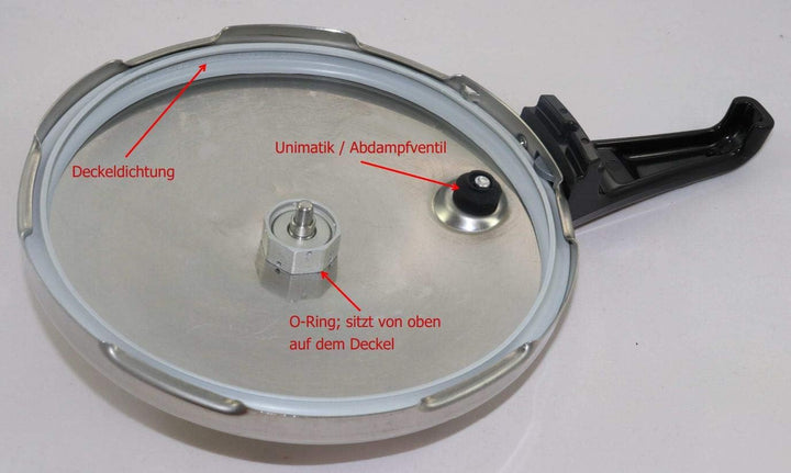Reparaturset 3-tlg. für Schnellkochtopf Fissler Vitavit alte Modelle: Dichtungsring 22cm + Ventildic