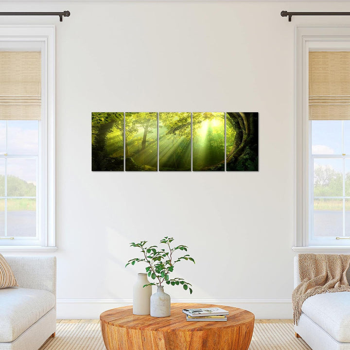 Runa Art Bild Wald Landschaft Wandbilder auf Vlies Leinwand 5 Teilig Wanddekoration Schlafzimmer Woh