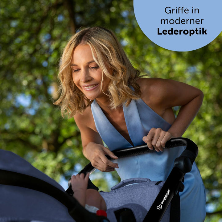 Bergsteiger Kinderwagen Lugo 3in1 | Kombikinderwagen Komplettset inkl. Zubehör - Babyschale, Buggy-A