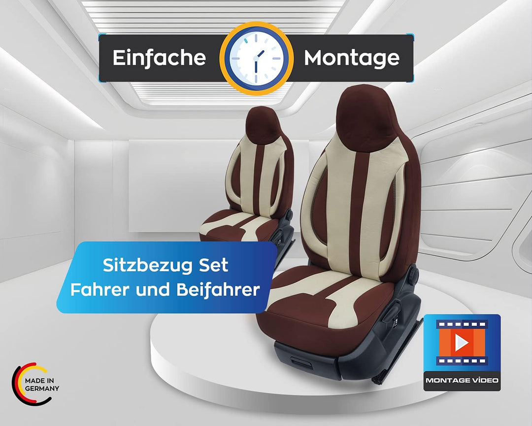 Mass Sitzbezüge Schonbezüge Pilotsitze Fahrer &amp; Beifahrer Set kompatibel mit Wohnmobil FIAT Ducato,
