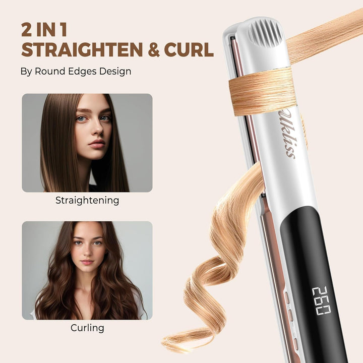 UKLISS Glätteisen Profi, 2 in 1 Haarglätter mit Keramik- & Ionen-Technologie | 30 Sek. Schnellaufhei