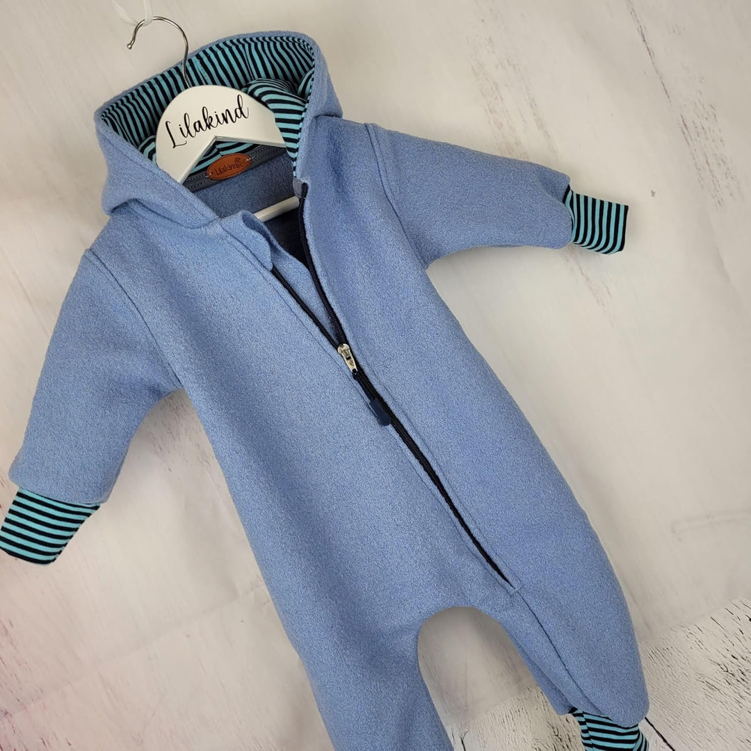 Lilakind Wollwalk Overall Baby & Kinder – Walkoverall mit Kapuze aus Walkloden – Handmade in Germany