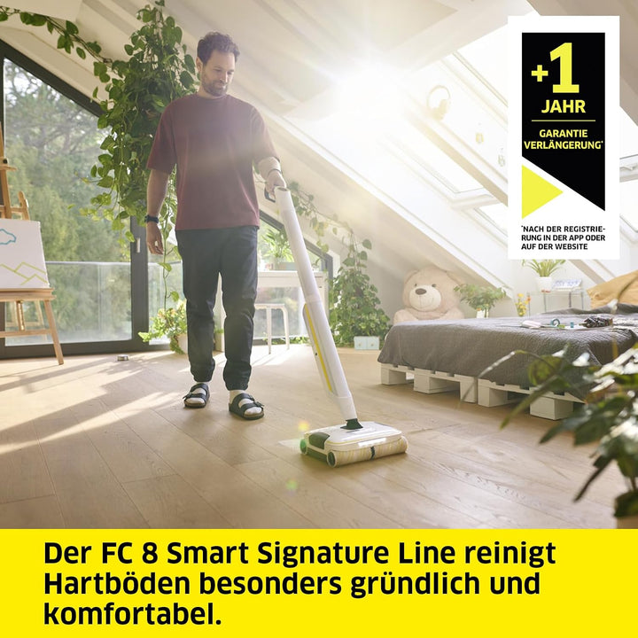 Kärcher Hartbodenreiniger FC 8 Smart Signature Line, kabelloser Bodenreiniger mit 4 rotierenden Mikr