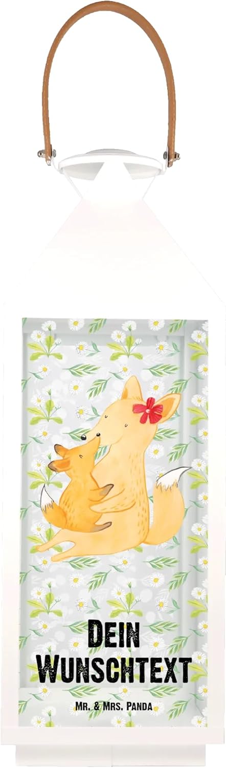 Mr. & Mrs. Panda XL Personalisierte Deko Laterne Fuchs Mama - Personalisierte Geschenke, Oma, Garten