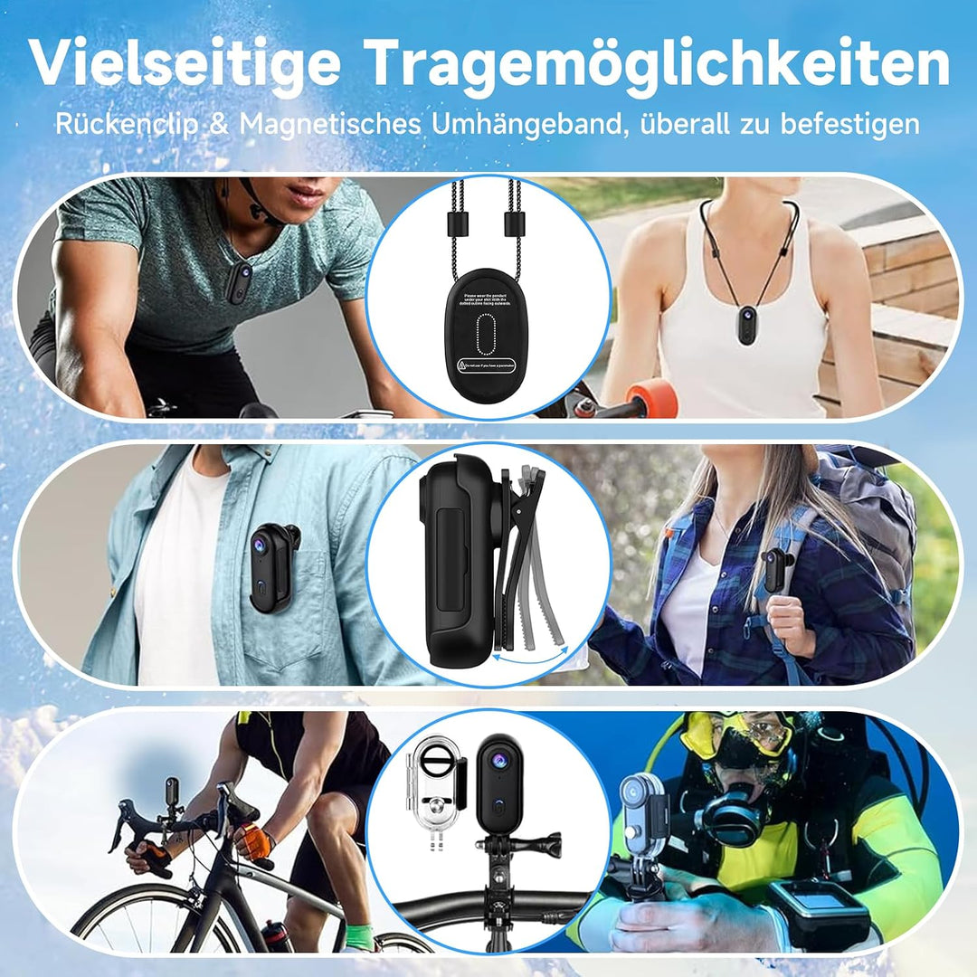 Action Cam Mini, 1080P HD Bodycam WiFi Mit 64 GB Speicherkarte, 120° Weitwinkelobjektiv Actionkamera