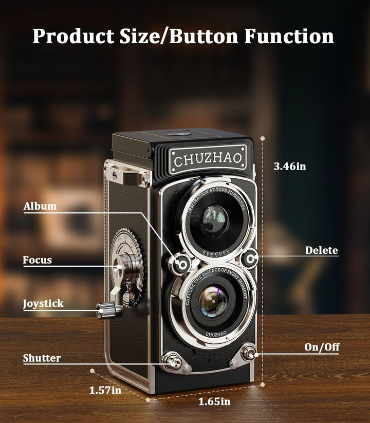 Retro Mini Digitalkamera, 1080P FHD Video Digital Retro Kamera mit 16GB Speicherkarte, 12MP Autofoku