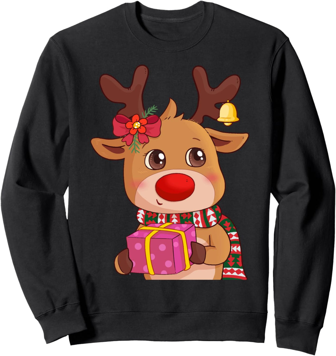 Süsses Weihnachts-Hirsch mit Geschenkbox – Neujahr 2022 Party Sweatshirt