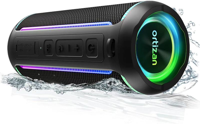 Ortizan Bluetooth Lautsprecher mit Licht, Bluetooth Box Tragbarer Musikbox mit IPX7 Wasserschutz, 40